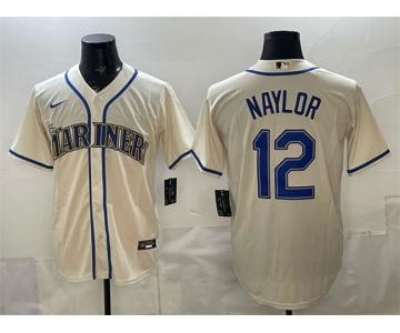 Men's Seattle Mariners #12 Josh Naylor Cream Alternate Stitched Baseball Jersey