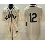 Men's Seattle Mariners #12 Josh Naylor Cream Alternate Stitched Jersey Men's Seattle Mariners #12 Josh Naylor Cream Alternate Stitched Jersey