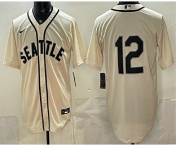 Men's Seattle Mariners #12 Josh Naylor Cream Alternate Stitched Jersey