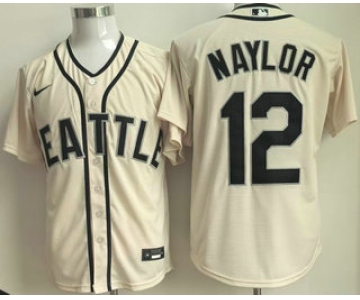 Men's Seattle Mariners #12 Josh Naylor Cream Cool Base Jersey