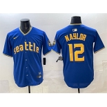Men's Seattle Mariners #12 Josh Naylor Royal 2025 Limited Stitched jersey Men's Seattle Mariners #12 Josh Naylor Royal 2025 Limited Stitched jersey