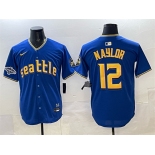 Men's Seattle Mariners #12 Josh Naylor Royal With 2025 AL West Division Champions Patch Limited Stitched jersey Men's Seattle Mariners #12 Josh Naylor Royal With 2025 AL West Division Champions Patch Limited Stitched jersey