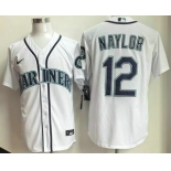 Men's Seattle Mariners #12 Josh Naylor White Cool Base Jersey Men's Seattle Mariners #12 Josh Naylor White Cool Base Jersey