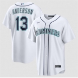 Men's Seattle Mariners #13 Kade Anderson White Cool Base Limited Stitched jersey Men's Seattle Mariners #13 Kade Anderson White Cool Base Limited Stitched jersey