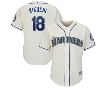 Men's Seattle Mariners 18 Yusei Kikuchi Cream Cool Base Jersey