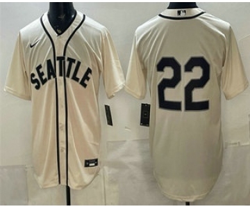 Men's Seattle Mariners #22 Bryan Woo Cream Alternate Stitched Jersey