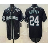 Men's Seattle Mariners #24 Ken Griffey Jr 50th Black Out Style Vapor Premier Limited Jersey Men's Seattle Mariners #24 Ken Griffey Jr 50th Black Out Style Vapor Premier Limited Jersey
