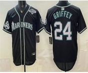 Men's Seattle Mariners #24 Ken Griffey Jr 50th Black Out Style Vapor Premier Limited Jersey Men's Seattle Mariners #24 Ken Griffey Jr 50th Black Out Style Vapor Premier Limited Jersey