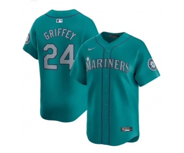 Men's Seattle Mariners #24 Ken Griffey Jr. Aqua Alternate Limited Stitched jersey