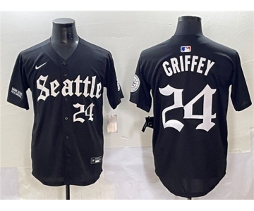 Men's Seattle Mariners #24 Ken Griffey Jr. Black 'Deep Sea Gothic Edition' Vapor Premier Limited Stitched Baseball Jersey