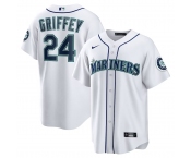 Men's Seattle Mariners #24 Ken Griffey Jr. White Cool Base Jersey Men's Seattle Mariners #24 Ken Griffey Jr. White Cool Base Jersey