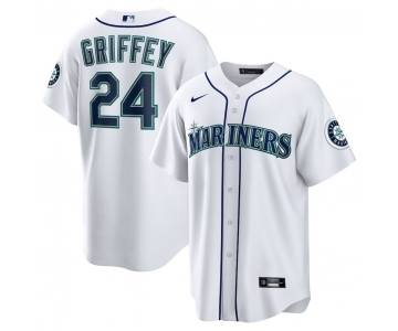 Men's Seattle Mariners #24 Ken Griffey Jr. White Cool Base Jersey