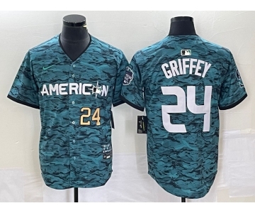Men's Seattle Mariners #24 Ken Griffey Number Teal 2023 All Star Cool Base Stitched Jersey