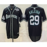 Men's Seattle Mariners #29 Cal Raleigh 50th Black Out Style Vapor Premier Limited Jersey