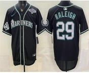 Men's Seattle Mariners #29 Cal Raleigh 50th Black Out Style Vapor Premier Limited Jersey Men's Seattle Mariners #29 Cal Raleigh 50th Black Out Style Vapor Premier Limited Jersey