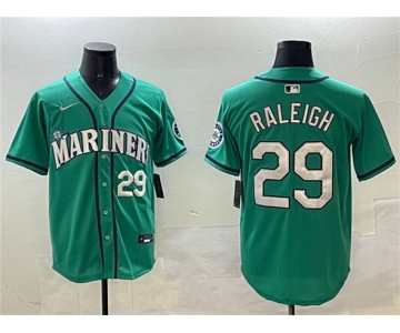 Men's Seattle Mariners #29 Cal Raleigh Aqua Limited Stitched jersey