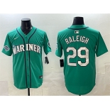 Men's Seattle Mariners #29 Cal Raleigh Aqua With 2025 AL West Division Champions Patch Limited Stitched jersey Men's Seattle Mariners #29 Cal Raleigh Aqua With 2025 AL West Division Champions Patch Limited Stitched jersey
