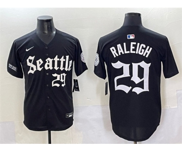 Men's Seattle Mariners #29 Cal Raleigh Black 'Deep Sea Gothic Edition' Vapor Premier Limited Stitched Baseball Jersey