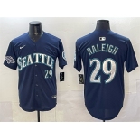 Men's Seattle Mariners #29 Cal Raleigh Navy With 2025 AL West Division Champions Patch Limited Stitched jersey Men's Seattle Mariners #29 Cal Raleigh Navy With 2025 AL West Division Champions Patch Limited Stitched jersey