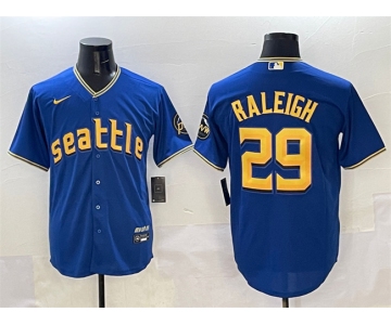 Men's Seattle Mariners #29 Cal Raleigh Royal City Connect Cool Base Stitched Baseball Jersey
