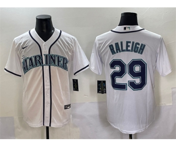 Men's Seattle Mariners #29 Cal Raleigh White Cool Base Stitched Baseball Jersey