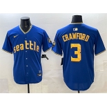 Men's Seattle Mariners #3 Cal Raleigh Royal 2025 Limited Stitched jersey Men's Seattle Mariners #3 Cal Raleigh Royal 2025 Limited Stitched jersey