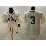 Men's Seattle Mariners #3 J.P. Crawford Cream Alternate Stitched Baseball Jersey Men's Seattle Mariners #3 J.P. Crawford Cream Alternate Stitched Baseball Jersey