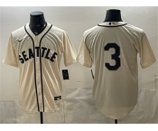 Men's Seattle Mariners #3 J.P. Crawford Cream Alternate Stitched Baseball Jersey Men's Seattle Mariners #3 J.P. Crawford Cream Alternate Stitched Baseball Jersey
