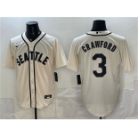 Men's Seattle Mariners #3 J.P. Crawford Cream With Name Alternate Stitched Baseball Jersey Men's Seattle Mariners #3 J.P. Crawford Cream With Name Alternate Stitched Baseball Jersey