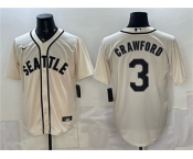 Men's Seattle Mariners #3 J.P. Crawford Cream With Name Alternate Stitched Baseball Jersey Men's Seattle Mariners #3 J.P. Crawford Cream With Name Alternate Stitched Baseball Jersey