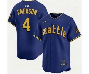Men's Seattle Mariners #4 Colt Emerson Royal 2025 Cool Base Stitched jersey