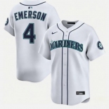 Men's Seattle Mariners #4 Colt Emerson White Cool Base Stitched Baseball Jersey Men's Seattle Mariners #4 Colt Emerson White Cool Base Stitched Baseball Jersey