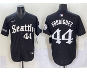 Men's Seattle Mariners #44 Julio Rodríguez Black 'Deep Sea Gothic Edition' Vapor Premier Limited Stitched Baseball Jersey