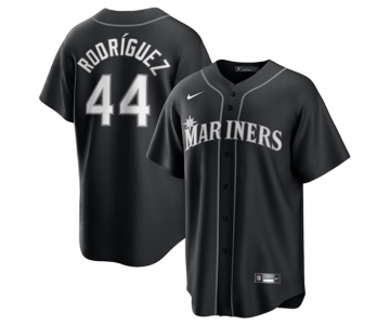 Men's Seattle Mariners #44 Julio Rodríguez Black Lights Out Limited Stitched Baseball Jersey