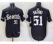 Men's Seattle Mariners #51 Ichiro Suzuki Black 'Deep Sea Gothic Edition' Vapor Premier Limited Stitched Baseball Jersey