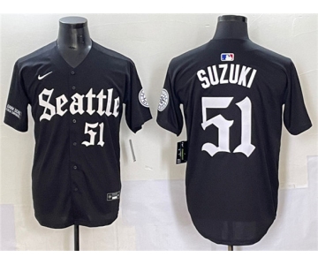 Men's Seattle Mariners #51 Ichiro Suzuki Black 'Deep Sea Gothic Edition' Vapor Premier Limited Stitched Baseball Jersey