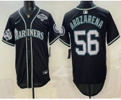 Men's Seattle Mariners #56 Randy Arozarena 50th Black Out Style Vapor Premier Limited Jersey Men's Seattle Mariners #56 Randy Arozarena 50th Black Out Style Vapor Premier Limited Jersey