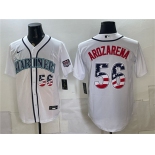 Men's Seattle Mariners #56 Randy Arozarena White USA 250 Fourth of July Home Stitched Baseball Jersey Men's Seattle Mariners #56 Randy Arozarena White USA 250 Fourth of July Home Stitched Baseball Jersey