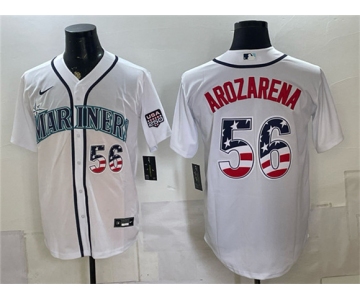 Men's Seattle Mariners #56 Randy Arozarena White USA 250 Fourth of July Home Stitched Baseball Jersey