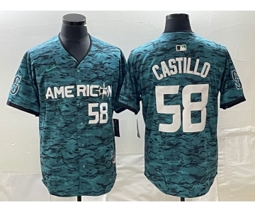 Men's Seattle Mariners #58 Diego Castillo Number Teal 2023 All Star Stitched Baseball Jersey