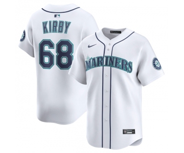 Men's Seattle Mariners #68 George Kirby White Home Limited Stitched Baseball Jersey