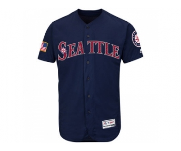 Men's Seattle Mariners Blank Navy Blue Stitched 2016 Fashion Stars & Stripes Flex Base Baseball Jersey
