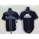 Men's Seattle Mariners Team Big Logo 2026 Fashion Replica Black Out Stitched Baseball Jersey Men's Seattle Mariners Team Big Logo 2026 Fashion Replica Black Out Stitched Baseball Jersey