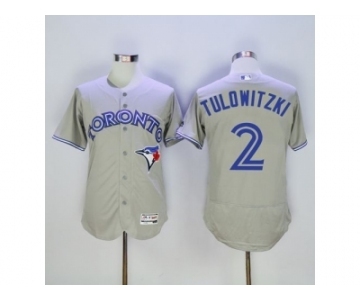 Men Toronto Blue Jays #2 Troy Tulowitzki Majestic Gray Flexbase Authentic Collection Player Jersey