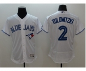 Men Toronto Blue Jays #2 Troy Tulowitzki Majestic white Flexbase Authentic Collection Player Jersey