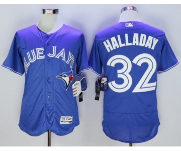 Men Toronto Blue Jays #32 Roy Halladay Majestic Blue Flexbase Authentic Collection Player Jersey
