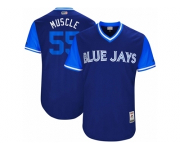Men's 2017 Little League World Series Blue Jays #55 Russell Martin Muscle Royal Jersey