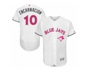 Men's Majestic Toronto Blue Jays #10 Edwin Encarnacion Authentic White 2016 Mother's Day Fashion Flex Base MLB Jersey