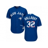 Men's Majestic Toronto Blue Jays #32 Roy Halladay Authentic Blue Team Logo Fashion MLB Jersey Men's Majestic Toronto Blue Jays #32 Roy Halladay Authentic Blue Team Logo Fashion MLB Jersey