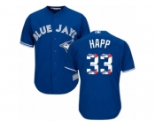 Men's Majestic Toronto Blue Jays #33 J.A. Happ Authentic Blue Team Logo Fashion MLB Jersey Men's Majestic Toronto Blue Jays #33 J.A. Happ Authentic Blue Team Logo Fashion MLB Jersey